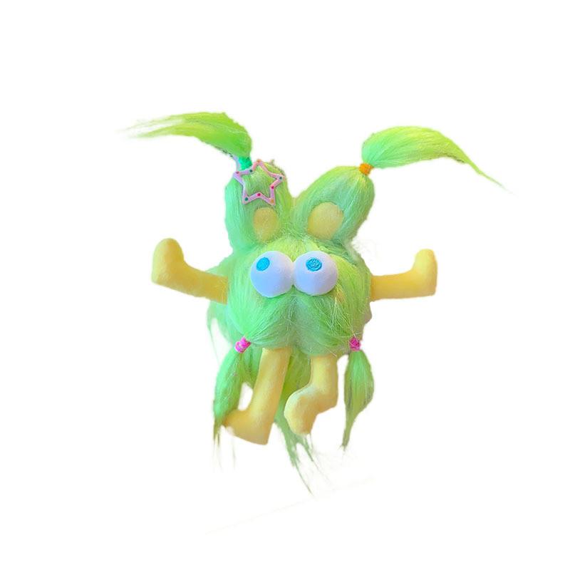 Fluffy Unique Cartoon Bunny Keychain Adorable Plush Accessory Ideal For Backpack Decor Available In Multiple Shades