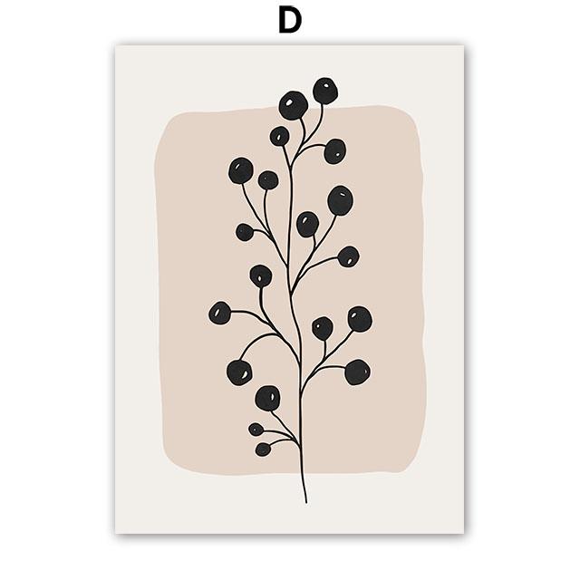 Vase Leaf Moon Line Geometry Wall Art Canvas Painting Abstract Posters And Prints Hotel Bar Wall Pictures For Living Room Decor