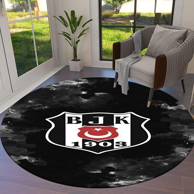 Besiktas Gymnastics Club Round Area Rug,Carpet Rug for Living Room Bedroom Sofa Playroom Decor,Non-slip Floor Mat
