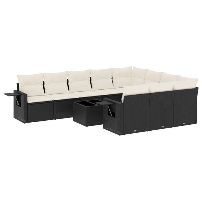 VidaXL Garden Lounge Set with Cushions 11 Pcs, Patio Sofas, Patio Furniture Set, Outdoor Furniture, Black 3220695
