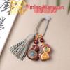 Year of the Horse Yellow Sandalwood Phone Charm with Copper Coin Pendant and Tassel