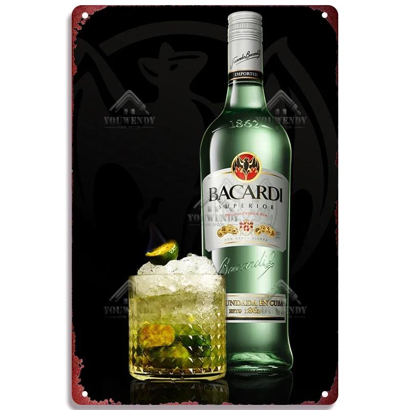 Retro Bacardi Metal Sign, Tin Sign, Rum Brand Plaque, Vintage Plates, Wall Decor, Poster, Bar, Man Cave, Shabby Chic Decorati