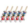 5Pcs Wooden Jingle Hand Bells Rainbow Stick Shaker Rattle Party Favors Percussion Instruments For Kids Baby Musical Toys