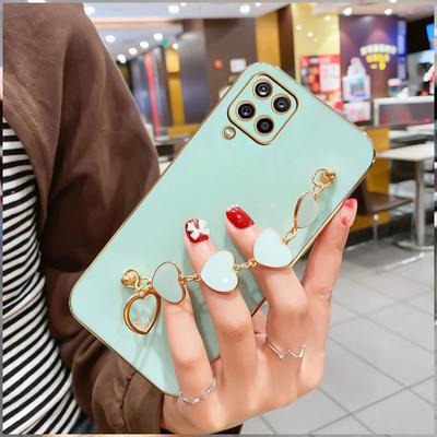Herz-Plating-Armbandhülle für Samsung S23 Ultra A54 A33 A53 A11 A12 A13 A14 A30 A20S für Samsung A03 A04 A04S A03S A10S A21S Luxus-Silikonhülle