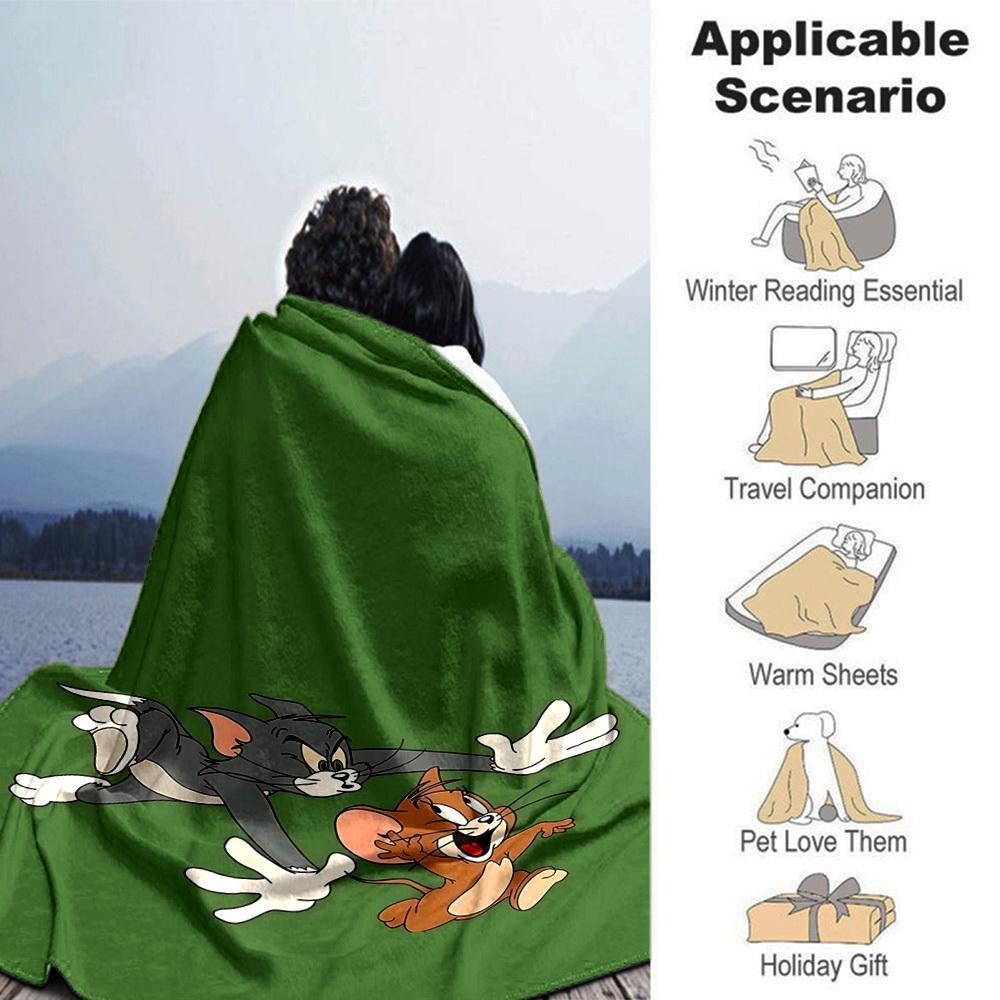 1pc Tom and Jerry Flannel Blanket - Soft Warm Throw for Home, Office, TravelL1374