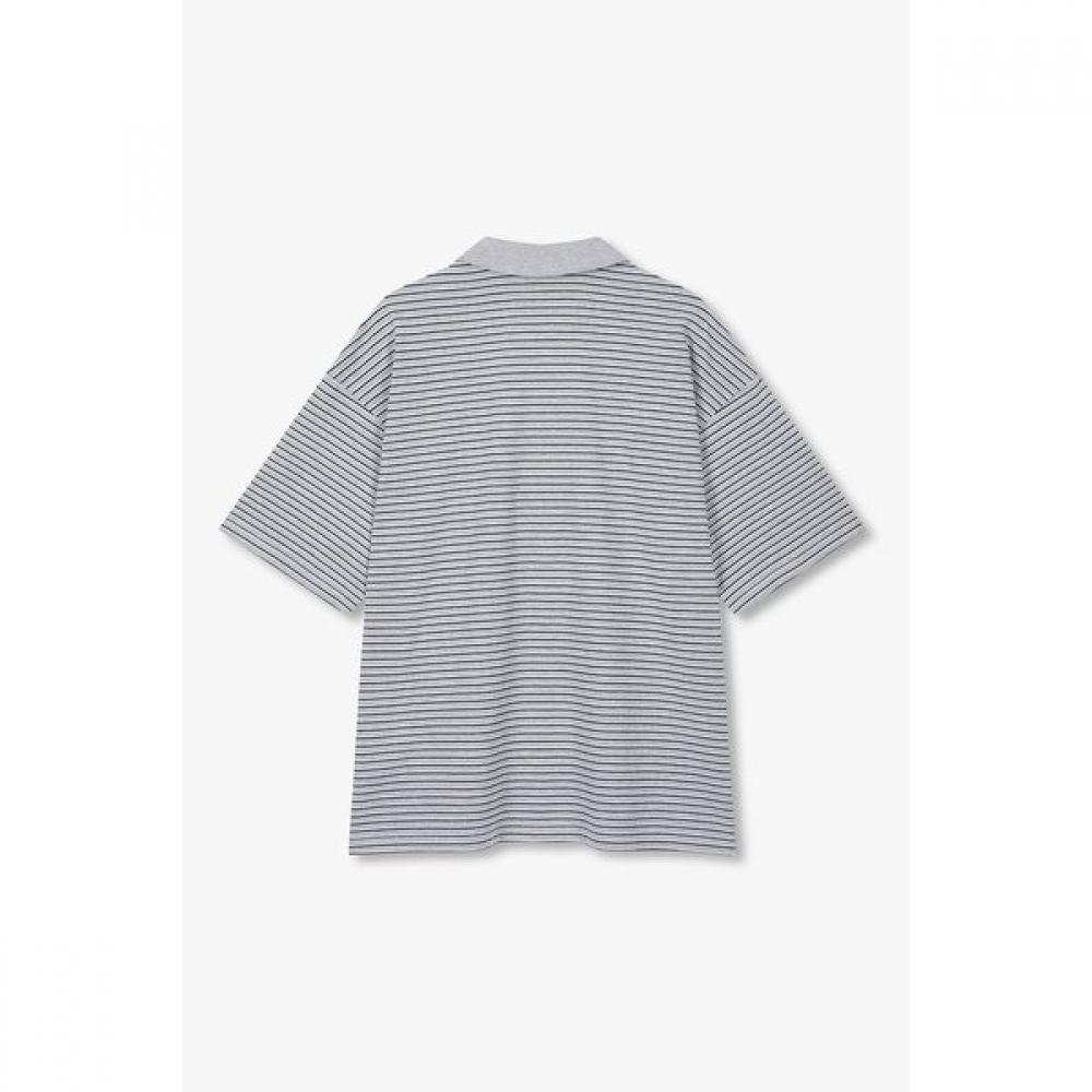 STudio Tomboy STripe Oversized Collar ShorT Sleeve T shirT 9176222997ar 