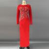 European Hand-Beaded Diamond Bodycon Long-Sleeve Banquet Bandage Dress