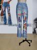 2023 Plus Size European & American Butterfly Faux Denim Micro-flare Pants