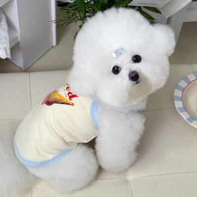 Dog Dress Ice Cream Print Small Puppy Sleeveless Sundress Summer Breathable Ruffle Pet Skirt for Small Dogs Cats