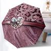 1pc Pink Leopard Heart Auto-Fold Umbrella with One-Touch Open/Close - 8 Reinforced Ribs for Windproof Stability, Yy251118261