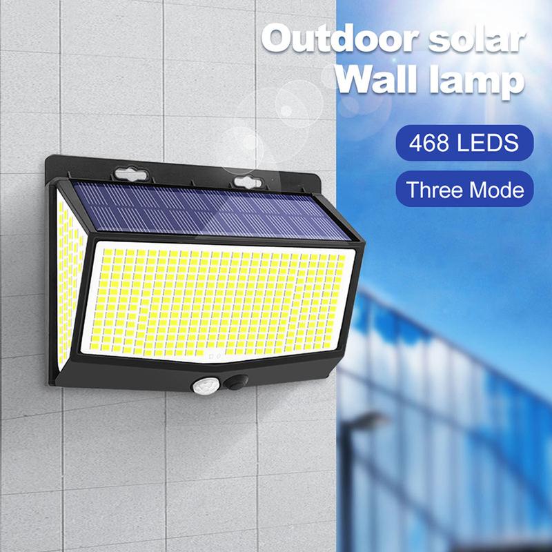 Outdoor Solar Motion Sensor Lights 468/528 LED Waterproof Solar Security Wall Lights for Garden Patio Pool Yard Fence Driveway