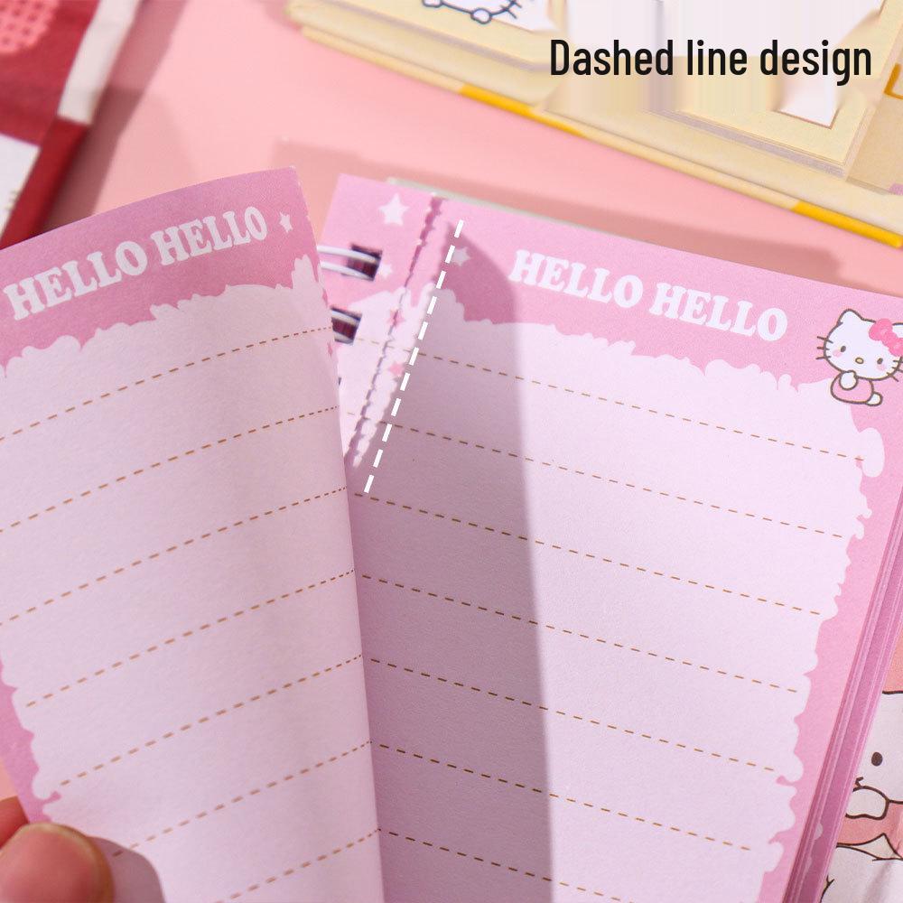 Cute KT Cat A7 Magnetic Coil Foldable Pocket Notebook - 100g Thickened Paper, Cartoon Design