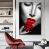 Rote Lippen und Rosen Frauenportrait Wandkunst Ölgemälde Druckgrafik Wohnzimmer