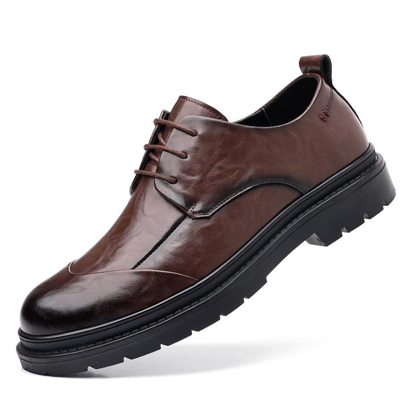 Summer hollow big head leather shoes men's British soft sole formal wear men's shoes wedding shoes men's casual shoes 2025