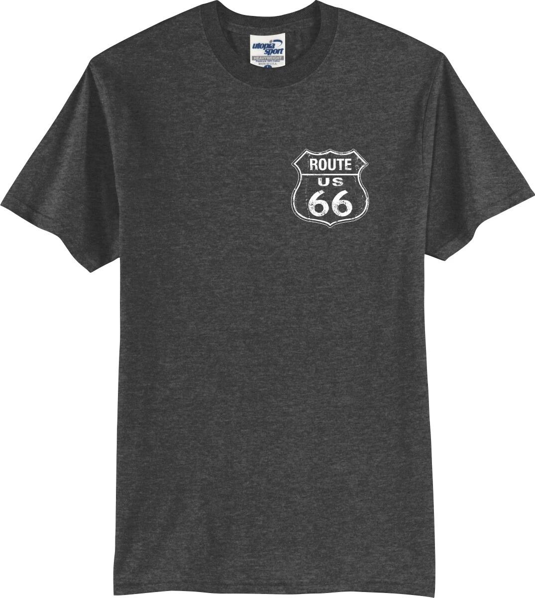 

US Route 66 Left Chest Distressed Unisex T shirt (S-5X) 2XL