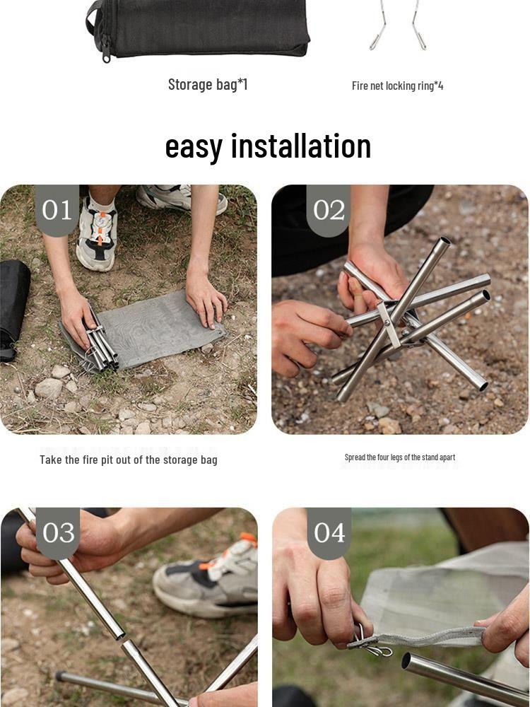 Stainless Steel Folding Fire Pit for Camping, Picnics, and Barbecues