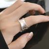 Matte Irregular Concave Wide Band Adjustable Ring Women Men Minimalist Modern Geometric Open Finger