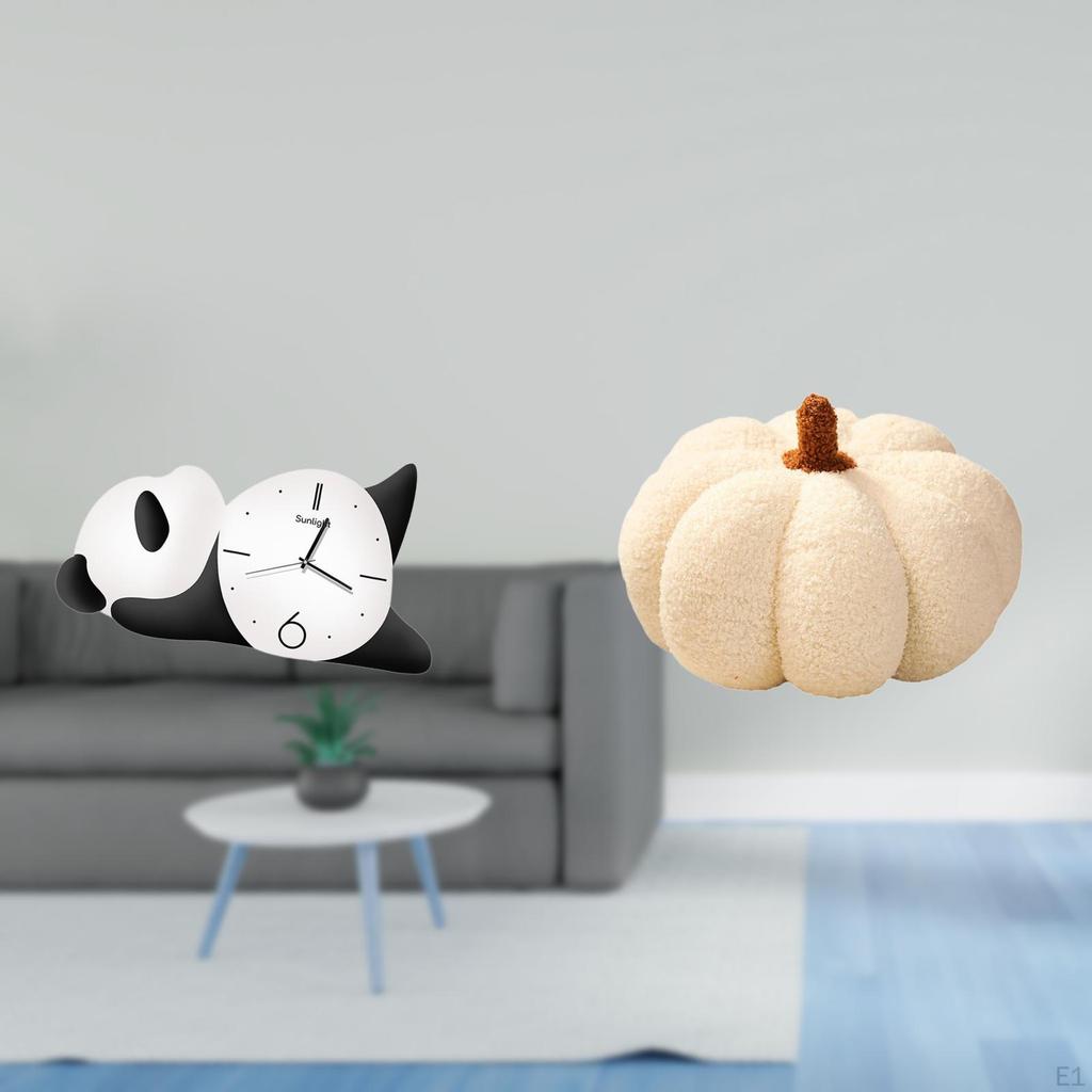 Modern Pumpkin Panda Wall Clock Pillow Decor for Living Room And Bedroom Cute Sturdy Sofa Cushion