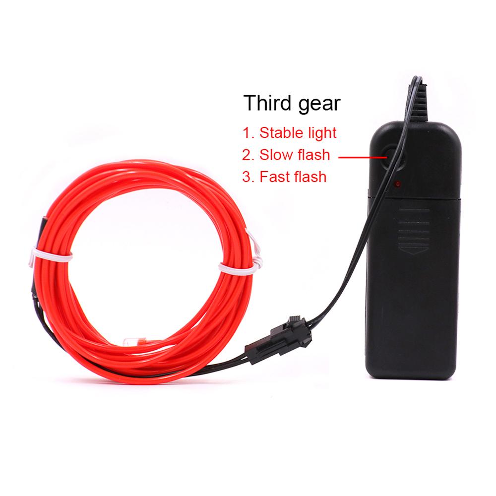 1m 3m 5m Glow EL Wire LED Neon Light Flexible 3V AA Battery Powered LED Rope Tube Sewable Tagled Lamp Clothing Dance Car