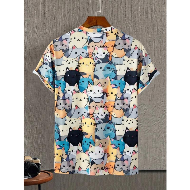 women's T-Shirts Cute Cat Pattern 3D Print Tops Tees Summer New  Streetwear Fashion Oversized T Shirt Men Clothing