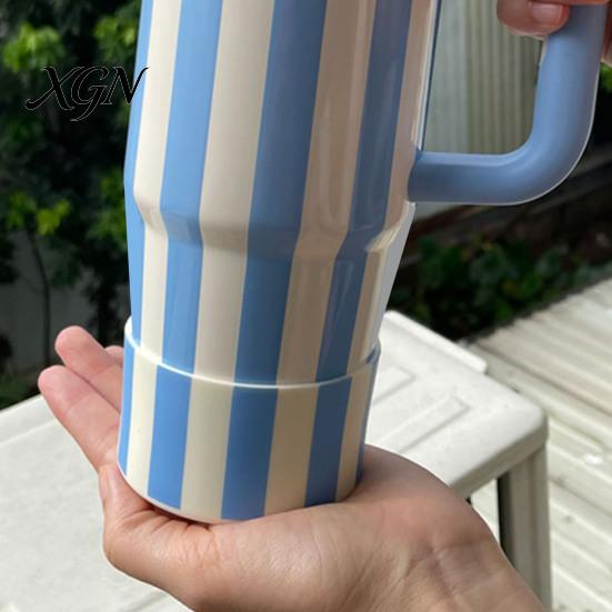 Durable Silicone Boot for Ice Cups Striped Cup Cover, Elastic Protective Sleeve, Waterproof Non Slip Easy Clean Sleeve Commuting Protector, Base Cover