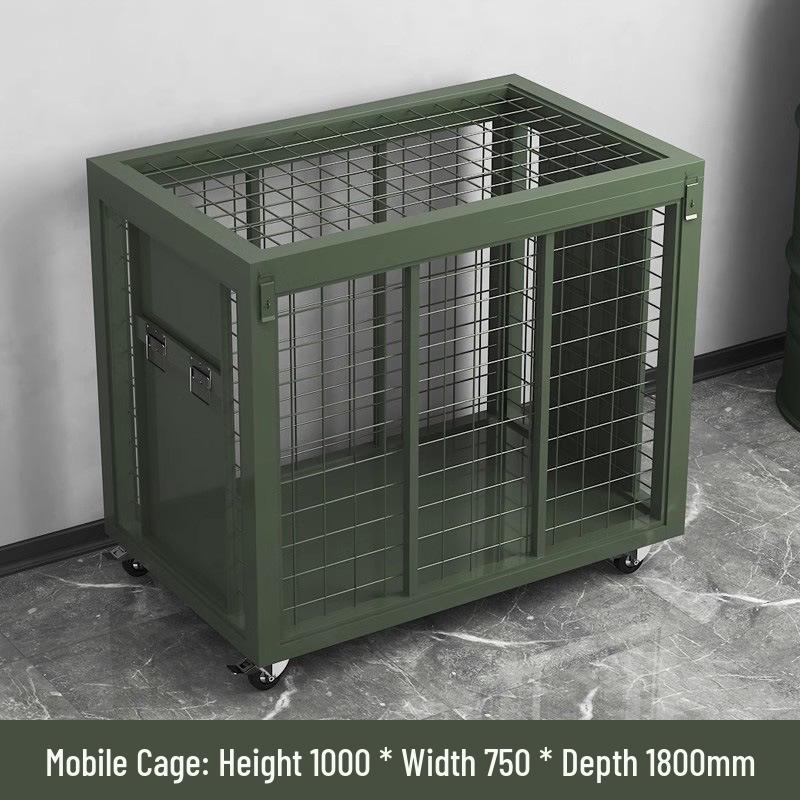 Large Army Green Heavy-Duty Mobile Mesh Storage Cage with Wheels