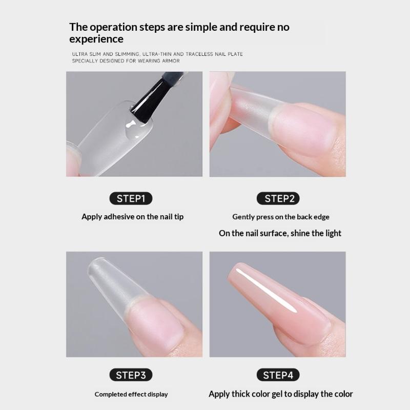 300Pcs/Bag Full Cover Press On Fake Nails Matte Ultrathin TransparentCoffin Tips Nails Extension Diy Practice Nail Tool