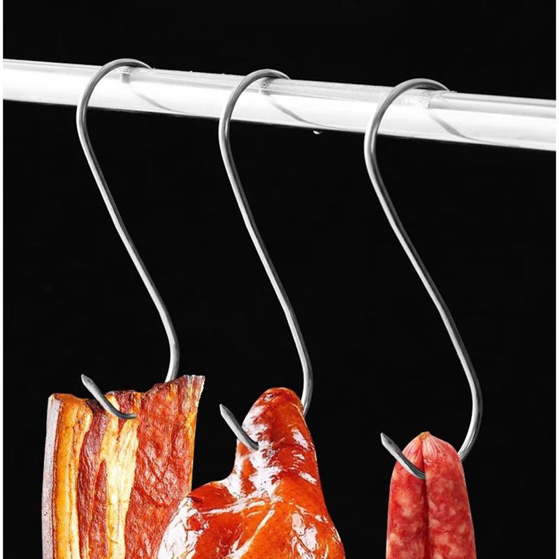 S-shaped Cured Meat Hook Solid Pointed Point Meat Hanging Sausage Roast Duck Roast Chicken Roast Goose Through Meat Hook S-shaped Drying Meat Hook