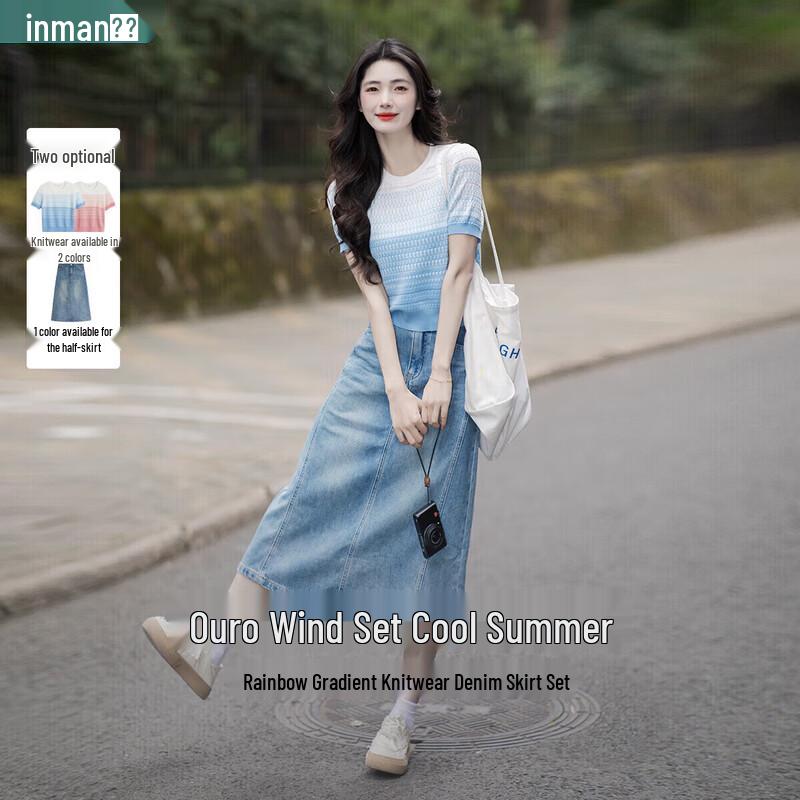 INMAN Tyndall Gradient Knit Short Sleeve Top L