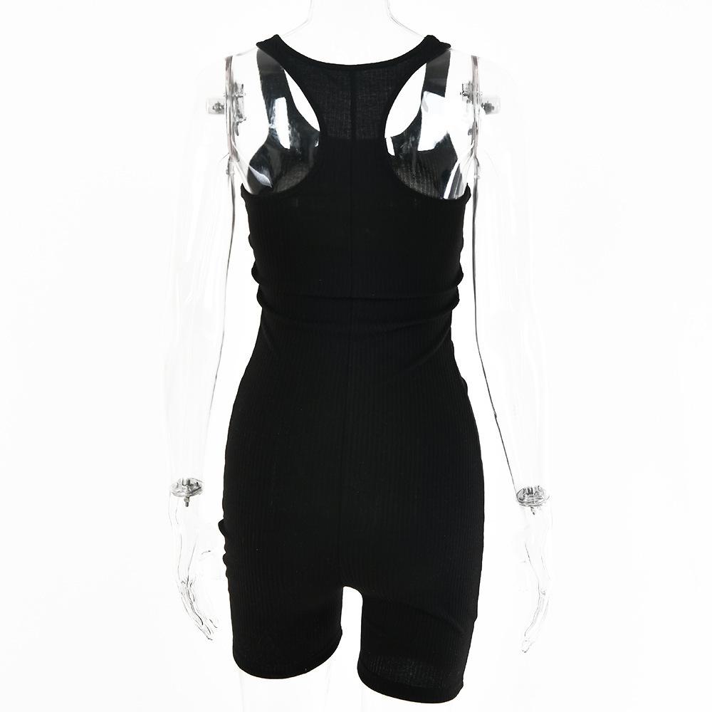 Europeisk och amerikansk ärmlös U-ringad slim fit sexig sportjumpsuit