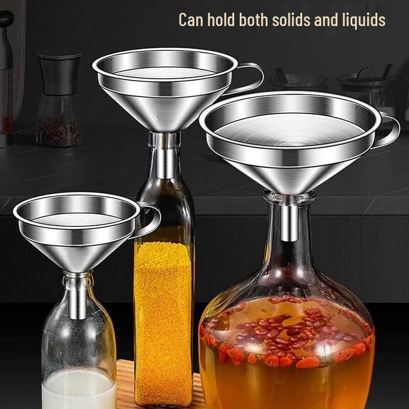 Luse 8cm Mini Stainless Steel Funnel Set with Strainer