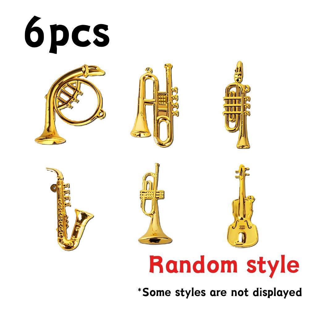 6/10/18pcs Plastic Golden Instrument Model Cello Trumpet Saxophone Dollhouse Accessories Holiday Decoration Pendant YMY