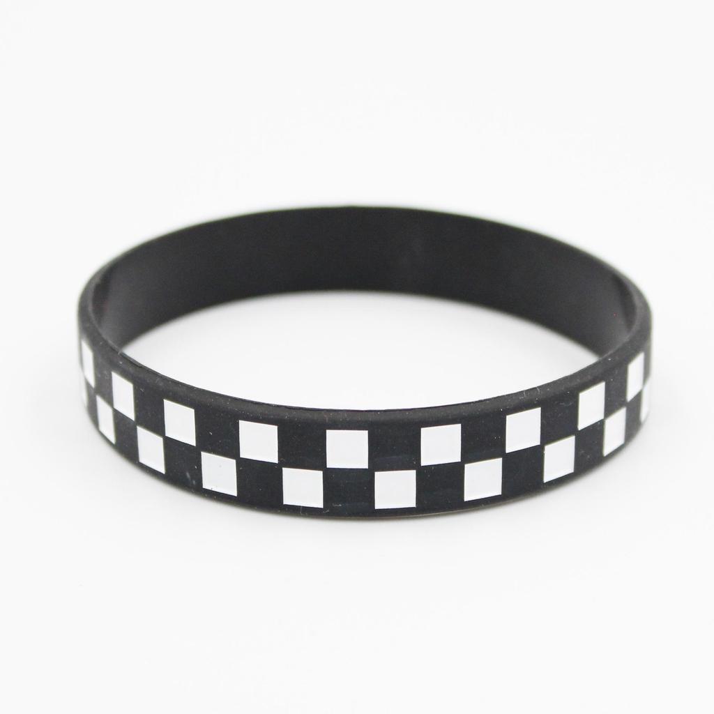 Schwarz-Weiß Kariertes Rennsport-Armband - Vans-Stil Knoten Fahnenhalter Design
