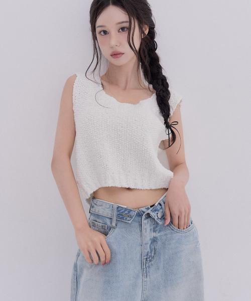 Tetemochi Crochet Knit Vest (Ivory)