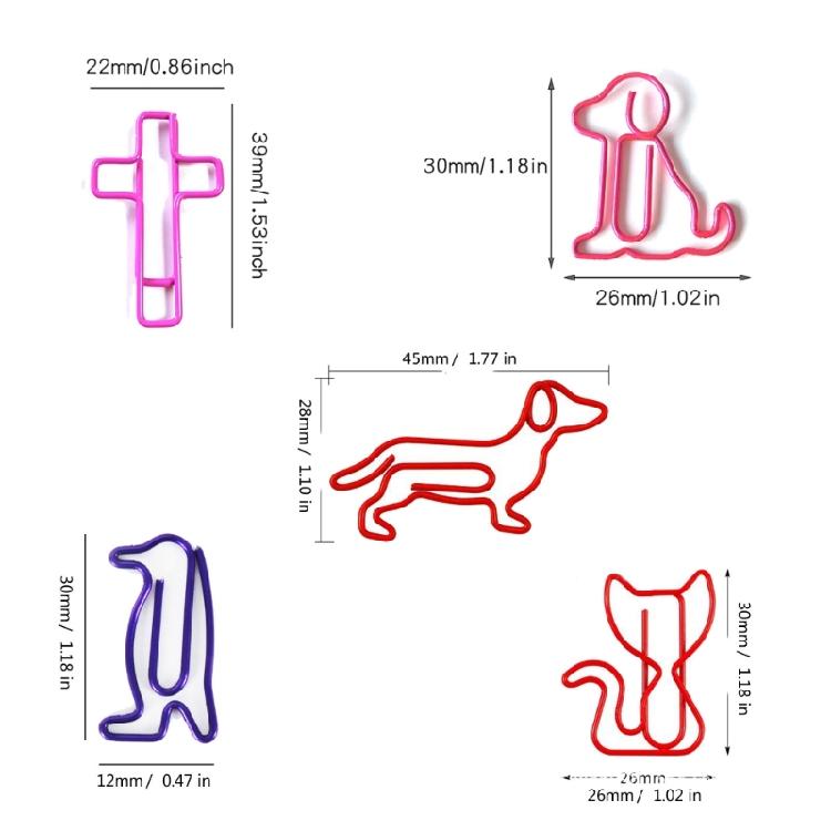 100 Pcs Lovely Animal Bookmarks Decorative Paper Clips Dogs Shaped Paper Clips Office School Supplies