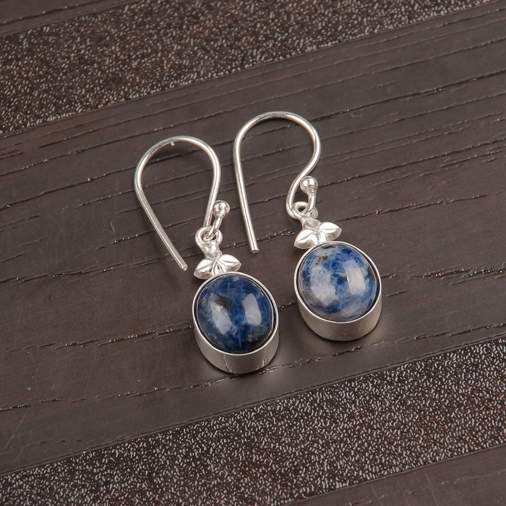Sodalite Gemstone 925 Sterling Silver Trendy Jewelry Earrings Anniversary Gift EE-6-20