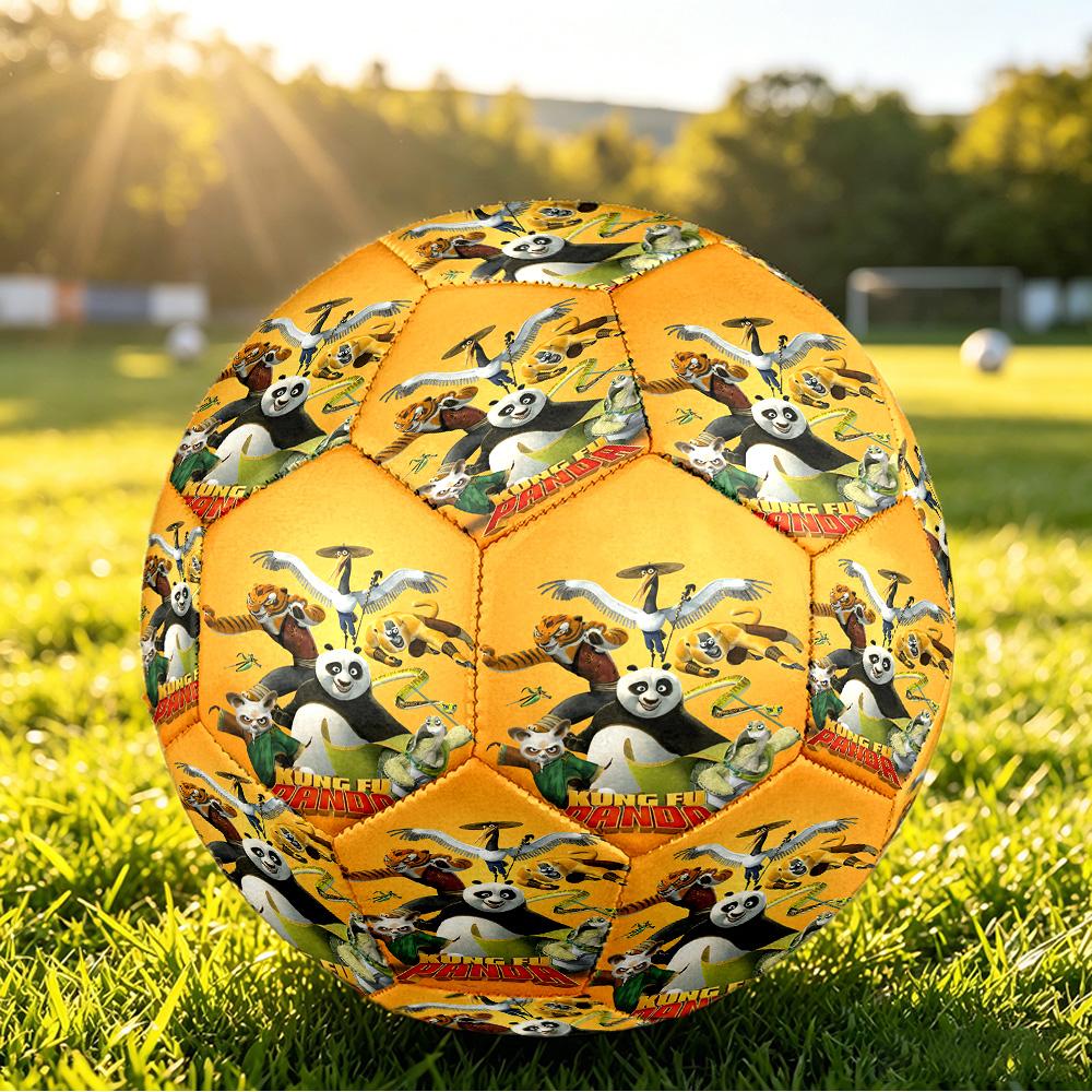Size 5 Football Kung Fu Panda Pattern, Wear‑Resistant Soccer Ball for Match Training Daily Sports Play
