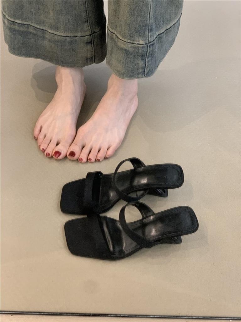 Design sense niche sandals 2025 summer French gentle fairy wind open toe high heel wedge cool slippers