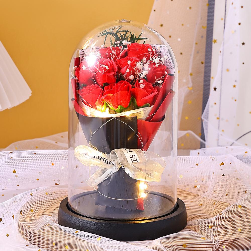Mother's Day Gift Rose Eternal Flower Acrylic Glass Cover 110 Creative Gift for Girlfriend Lover Flower