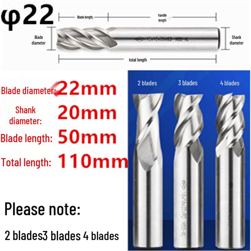 Guiyang Xiaohe DHZ High-Speed Steel 2/3/4-Flute Milling Cutter