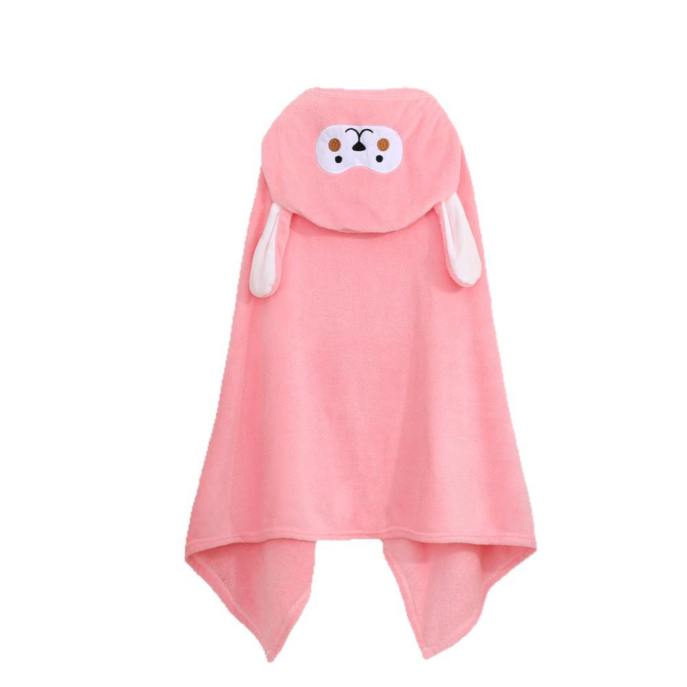 Children's Cartoon Hooded Coral Fleece Bathrobe Cape - Quick-drying Bath Towel Cloak