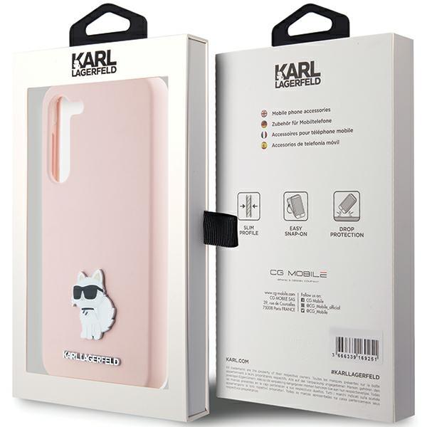 Karl Lagerfeld Klhcs23Msmhcnpp S23+ S916 Różowy/Pink Silikonowy Choupette Metalowa Przypinka