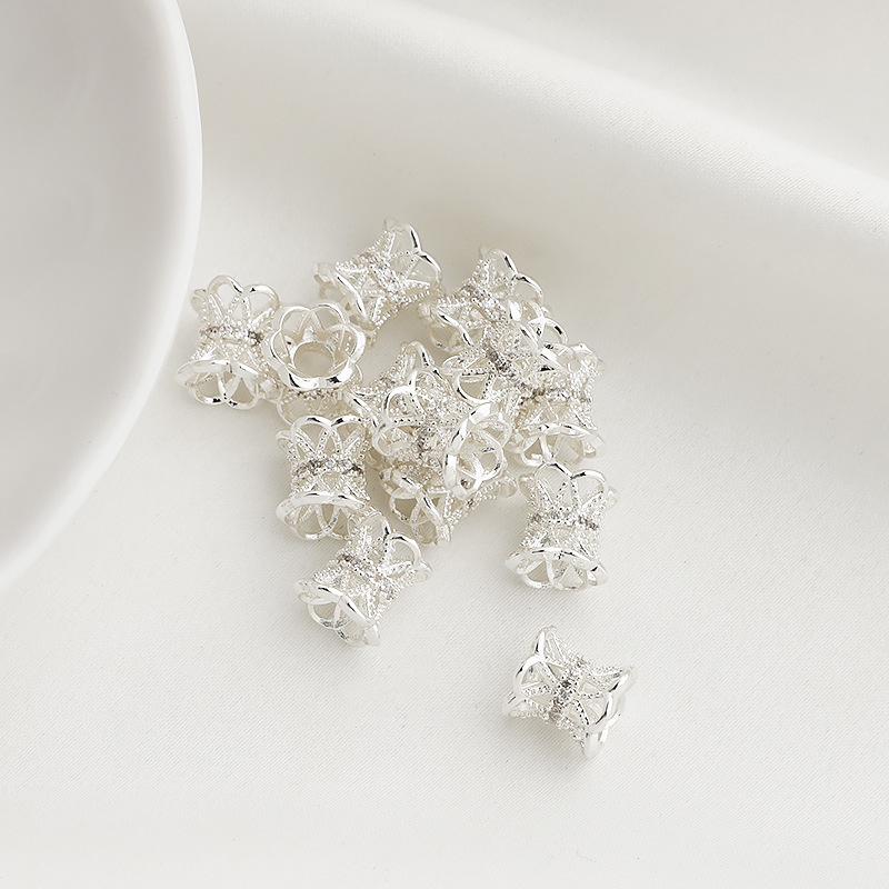 14K Gold Plated Colorfast Zircon Double Layer Flower Base Bracelet Necklace Cap DIY Accessory