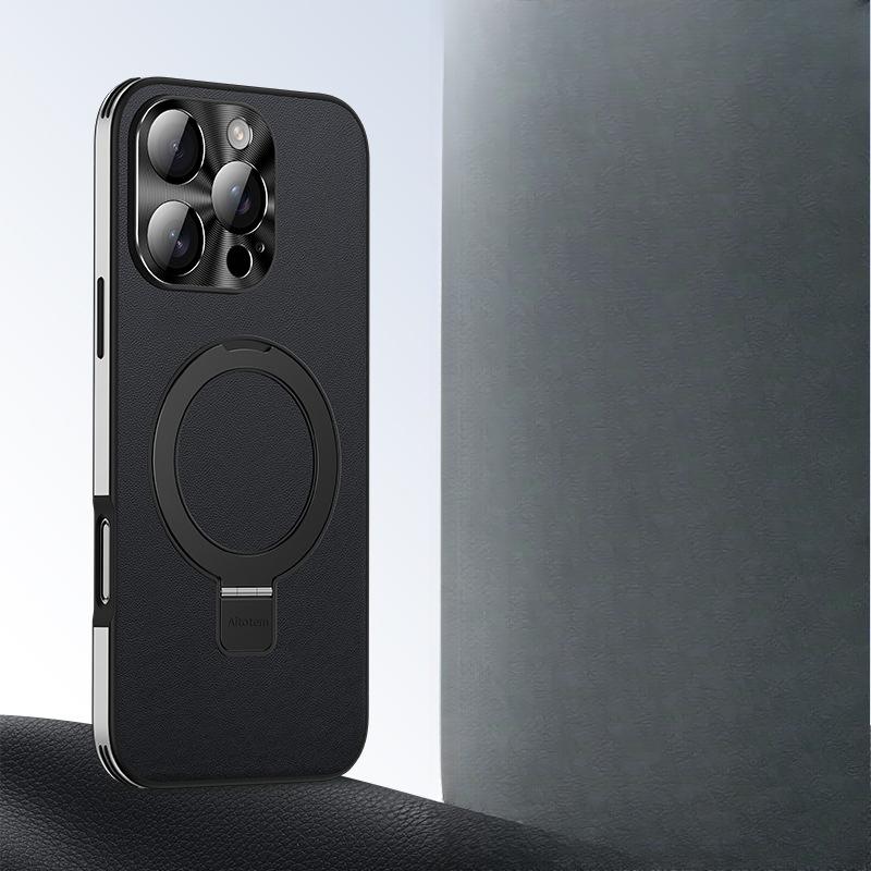 

Подходит для чехла-подставки для телефона Apple 16promax, Магнитное притяжение, Iphone15 Противоударный, 14 Полное покрытие, 13 Бизнес Однотонный кожаный чехол iPhone 16 Pro max 6.9 inch