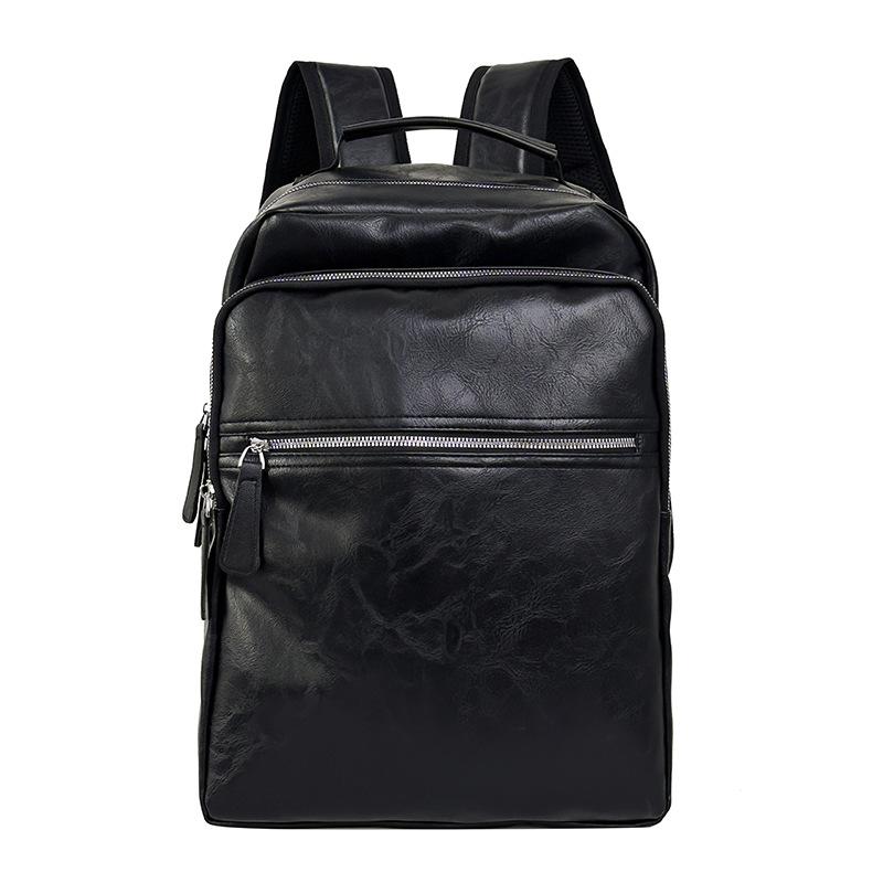 Schoolbag New PU Leather Waterproof Men's Backpack Large Capacity Casual Business Computer Bag Men's Bag Trendy Cool Student School Bag