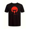 Men'S Casual Short-Sleeve Round Neck T-Shirt Featuring a Silhouette of a Japanese Torii Gate, Made from Micro-Elastic Knitted Fabric