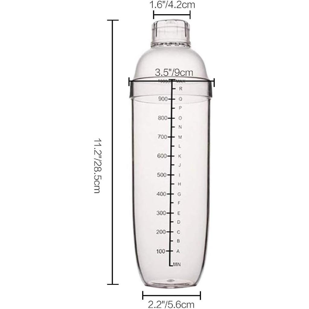2 Stück Kunststoff Cocktailshaker, Getränkemixer Boba Tee Shaker, Professionelles Barwerkzeugset (33oz/1000cc)