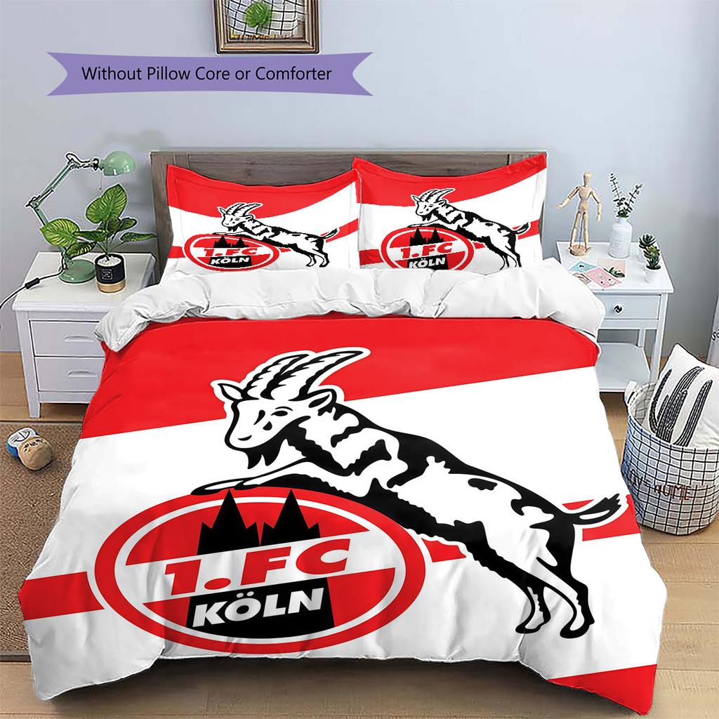 1. FC Köln Pattern Bedding Home Decoration Birthday Gift ( 1 duvet cover + 2 pillowcase, without core),fan merchandise.