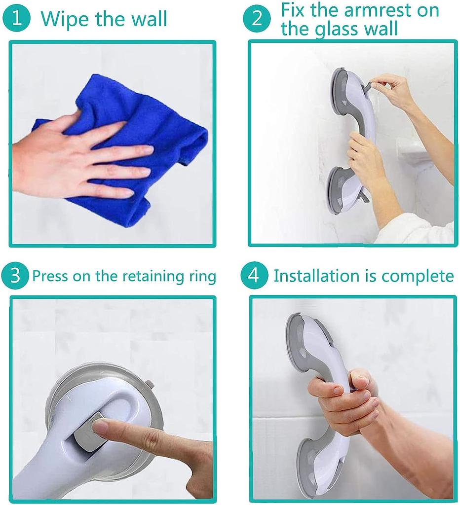 2 PCS Grab Bars for Bathtubs and Showers, Shower Handles for Elderly Suction, Bathroom Accessories for Shower Chair