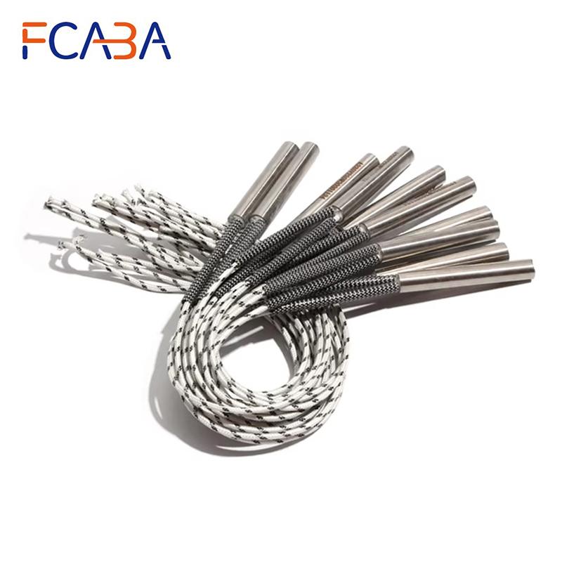 FCABA 5PCS 8mm 140~160mm 316 Stainless Steel Single Head Dual Heating Tube Cartridge Heater Cylindrical 450W/470W/500W/520W